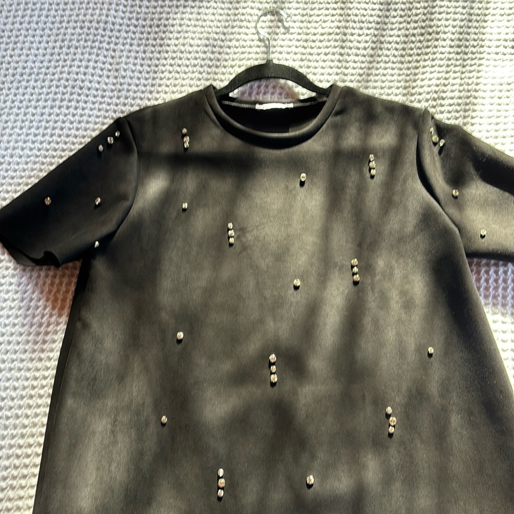 Zara, Black Suede Dress with Rhinestones. Size XL.